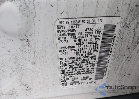 2018 Nissan Rogue Sv from USA, damaged, VIN JN8AT2MV6JW306989